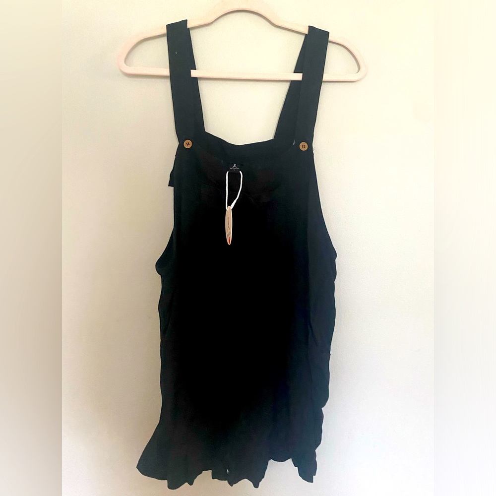 ANRABESS Women's Short Overalls in Black.